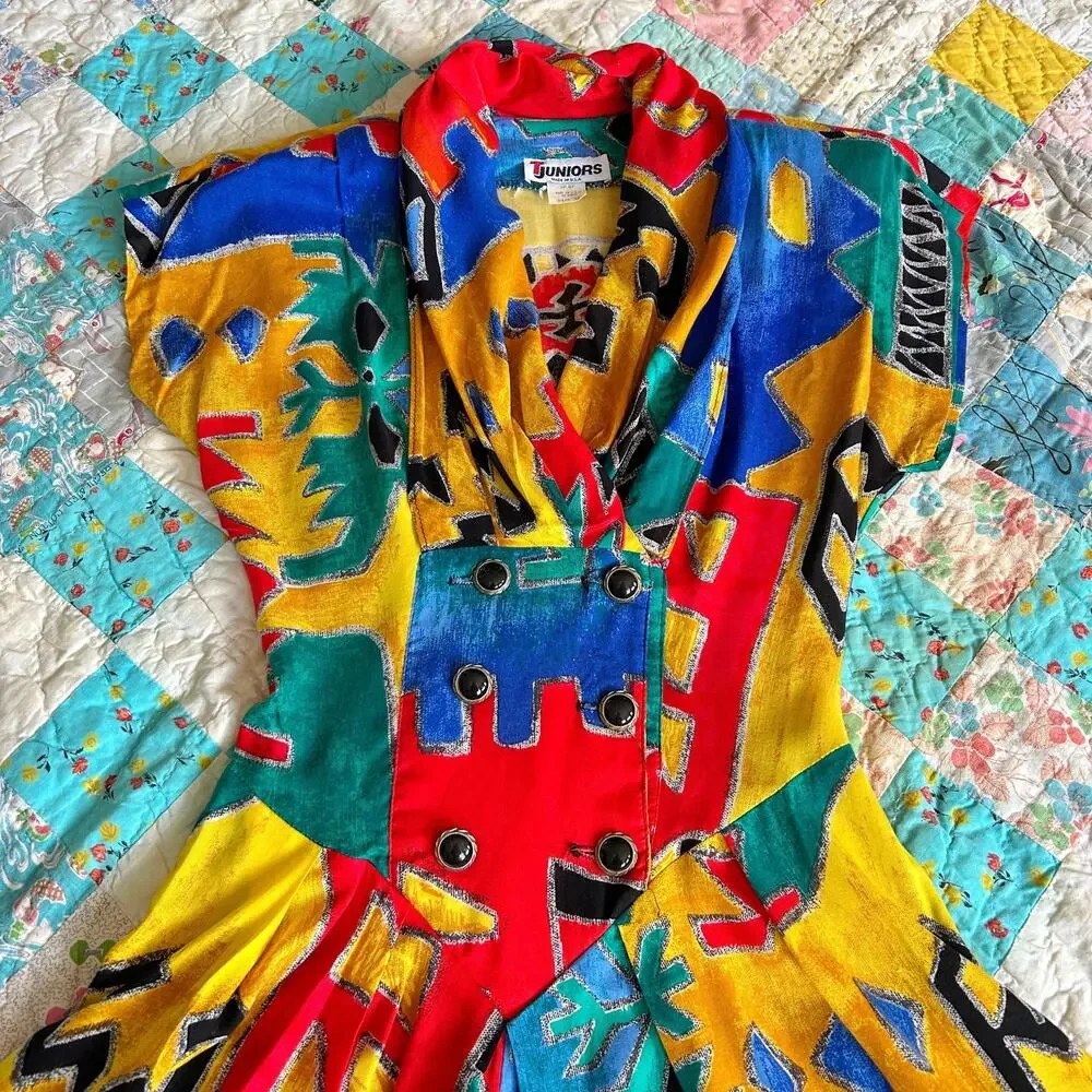 Vintage 80s does 40s Draped Shirred Back Cinch Waist Culotte Playsuit Romper - Picture 4 of 7